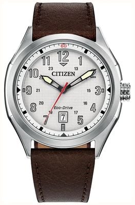 Citizen Eco-Drive Terra Force (41mm) Silver Dial / Brown Leather Strap AW1890-19B
