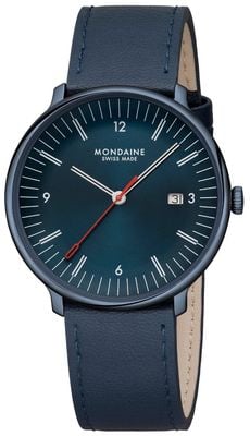 Mondaine Doppio (41mm) Blue Dial / Blue Vegan Apple Leather Strap MLE.41240.LDV