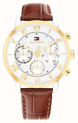 Tommy Hilfiger Th-Oxford Multifunction (42mm) White Dial / Brown Leather Strap 1710726