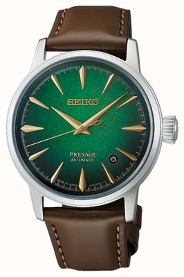 Seiko Presage Cocktail Time Crushed Ice ‘Mint Mist’ (38.5mm) Green Dial / Brown Leather Strap HCB002J1