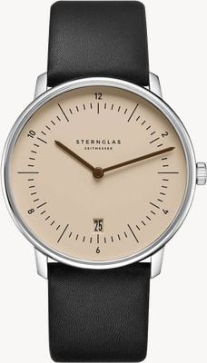 STERNGLAS Naos Quartz (38mm) Sand Brown Dial / Premium Black Leather Strap S01-NA54-PR07