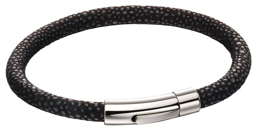 Fred Bennett B5136 Men's Black Leather Bracelet With Blue Jewellery-image