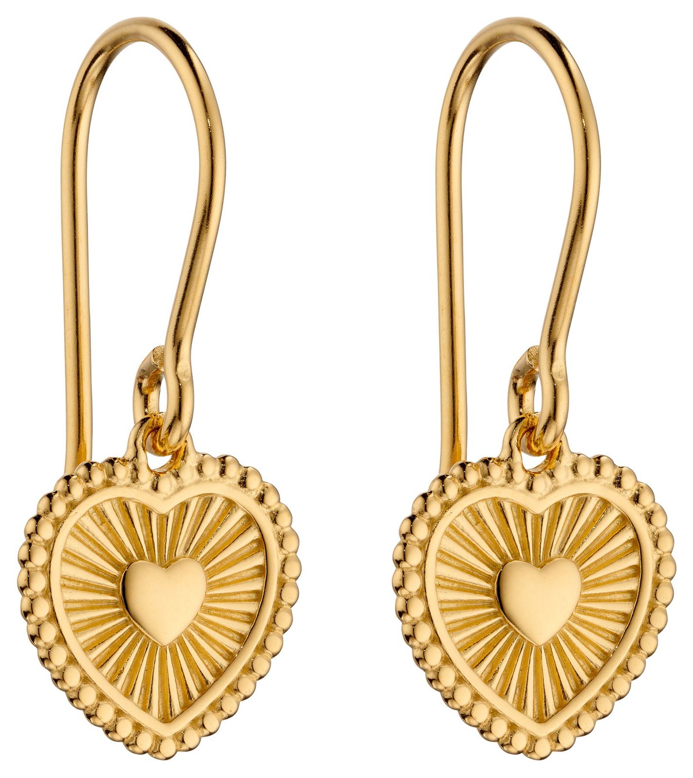 Elements Silver E6001 Silver Gold Plated Heart Sunray Drop Jewellery