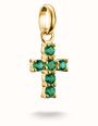 Thomas Sabo Thomas Sabo Gold-Toned Metal & Green Nanocrystal Cross Pendant CC1206-M01-6