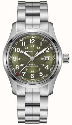 Hamilton Khaki Field Automatic (42mm) Khaki Green Sunray Dial / Stainless Steel Bracelet H70605160