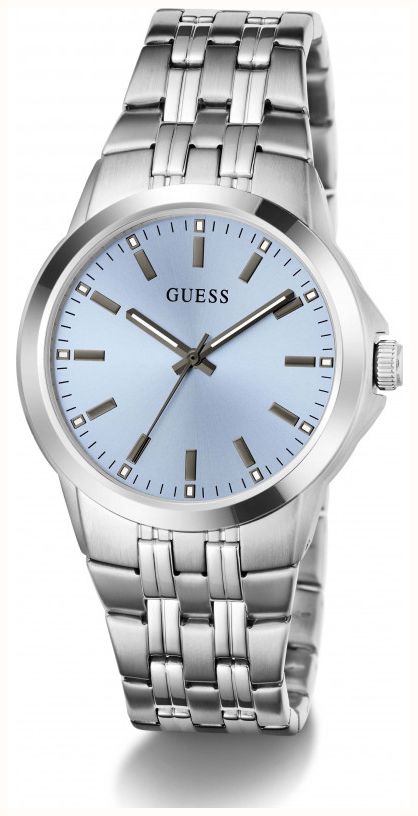 Guess Guess Mens Archie Blue Sunray Dial Silver-Tone Stainless Steel Bracelet GW1121G1 - alternate view 2