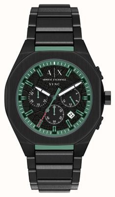 Armani Exchange Quartz Chronograph (44mm) Textured Black Dial / Black PVD Stainless Steel Bracelet AX4294