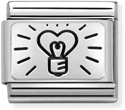 Nomination Classic  Light Bulb With Heart Charm In Steel And 925 Silver 330109/60
