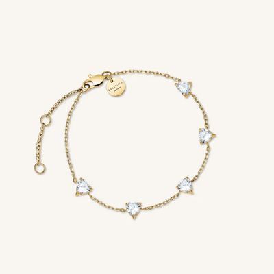 Rosefield Jewellery Row Of Hearts Bracelet with CZs JBRHG-J1013