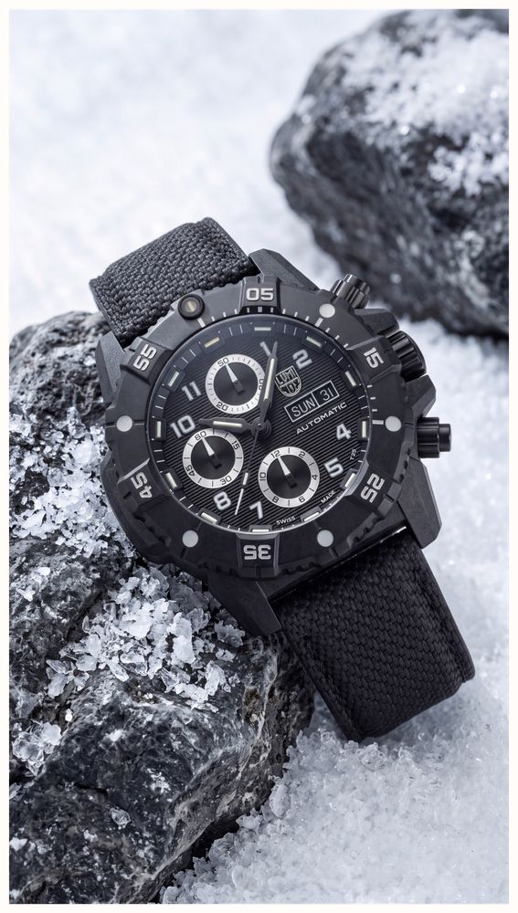 Luminox Master Carbon SEAL Auto Chrono 3880 Series (45mm) Black Dial / Black Technical Matrix Leather Strap Watch XS.3881 - alternate view 13