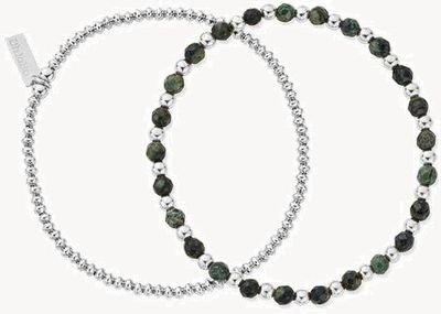 ChloBo MAN Kambaba Jasper Set of 2 Bracelets - 925 Sterling Silver SBSETKJM