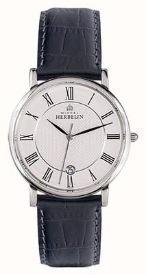 Herbelin Men's Classic Black Leather Strap White Dial 12248AP08
