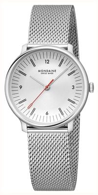 Mondaine Doppio (33mm) Off-White Dial / Stainless Steel Mesh Bracelet MLE.33110.SM
