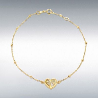 9CT YELLOW GOLD WOMENS HEART BRACELET 1.29.3342