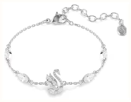Swarovski Swan bracelet, Mixed cuts, Swan, White, Rhodium plated 5758682