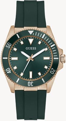 Guess CLIFF Three-Hand Quartz (43mm) Green Dial / Green Silicone Strap GW0969G5