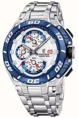 Festina Chrono Bike 2026 (46mm) White Dial / Stainless Steel Bracelet F20754/1