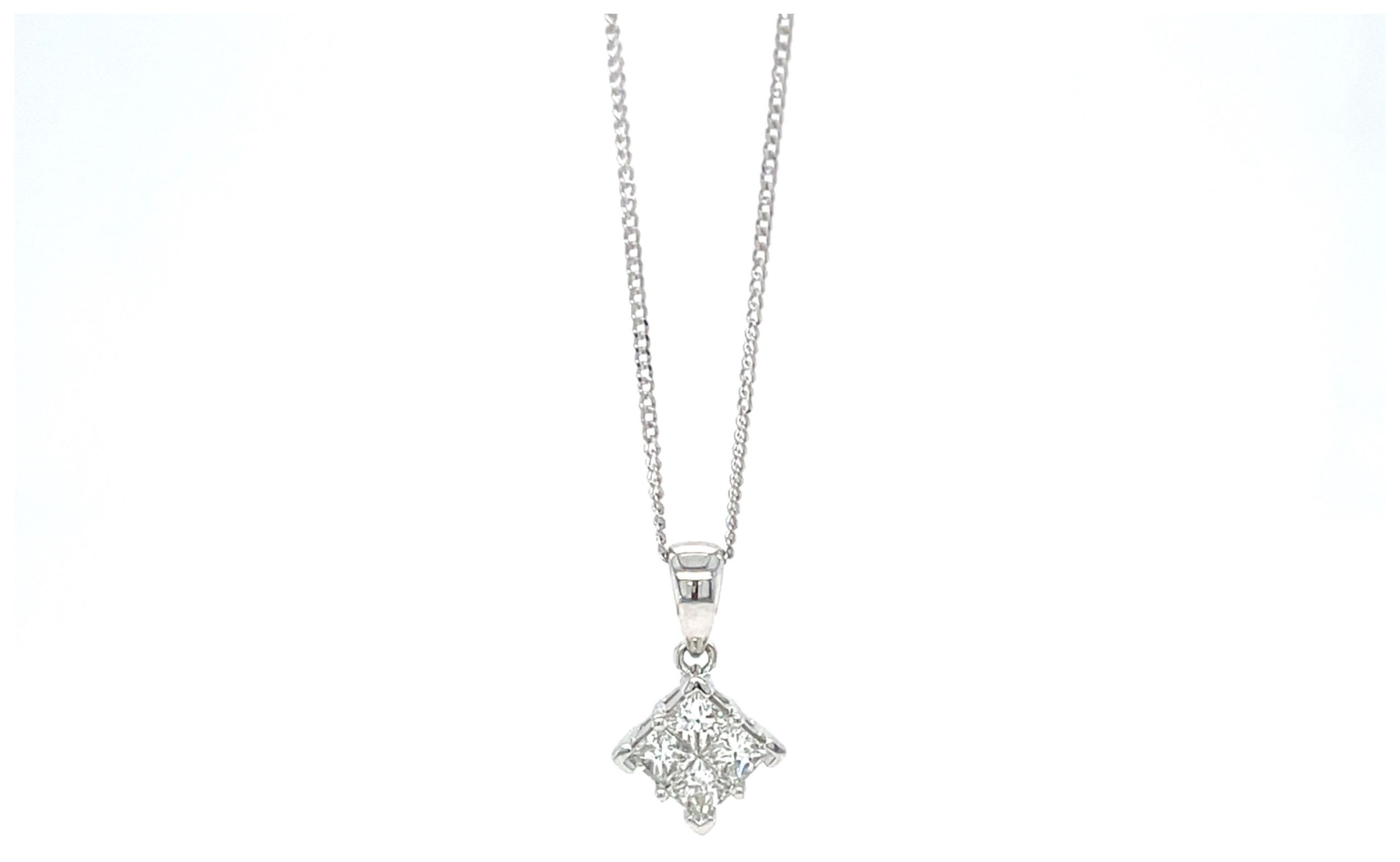 James Moore J14642 18ct White Gold 4 Stone Princess Cut Jewellery