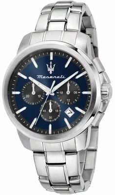 Maserati Mens SUCCESSO 42MM Chronograph Blue and Gun Metal Dial R8873621051