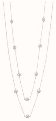 Elements Silver White Freshwater Pearl Station Necklace 80cm N4080W