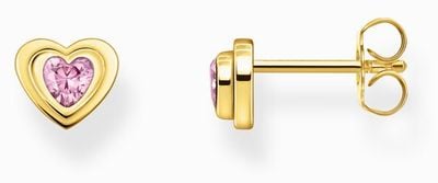 Thomas Sabo Ladies Pink Zirconia Heart Shape Yellow Gold Plated Stud Earrings H2271-414-9