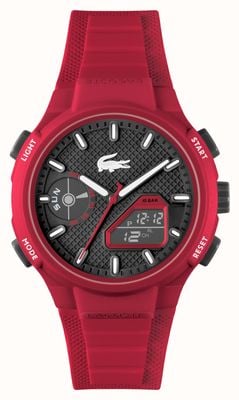 Lacoste Men's LC33 (45mm) Black Hybrid Dial / Red Silicone Strap 2011368