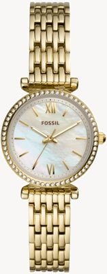 Fossil Women's Carlie Mini | Mother-of-Pearl Dial | Gold Stainless Steel Bracelet ES4735