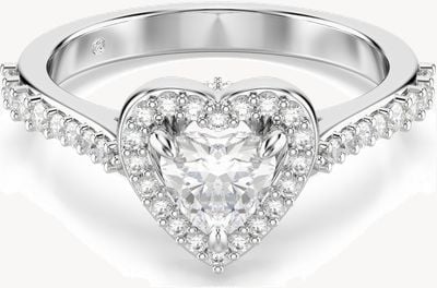 Swarovski Una Angelic Motif Ring, Mixed Cuts, Heart, White, Rhodium Plated - Size 58 (P 1/2) 5744045
