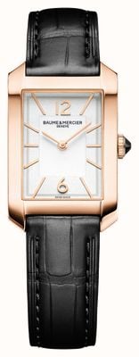 Baume & Mercier Women's Hampton (22mm) White Rectangular Dial / Black Leather Strap BM0A10752