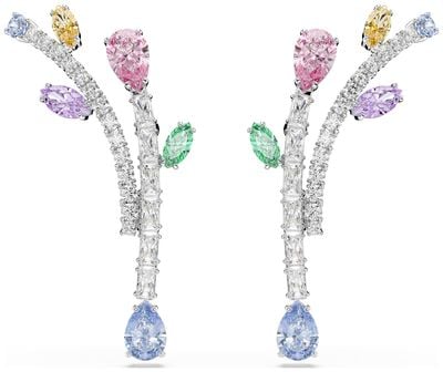 Swarovski x Ariana Grande Mixed-Cut Rhodium-Plated Drop Earrings 5737426