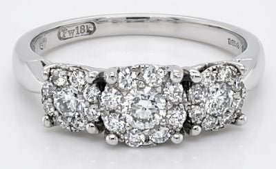 18ct White Gold Three-Cluster 0.50ct Diamond Engagement Ring JM4572