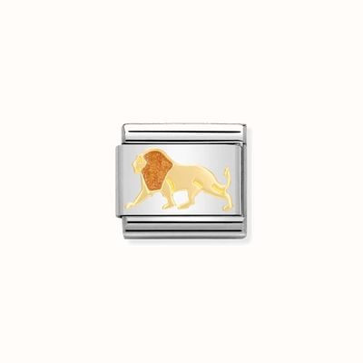 Nomination COMPOSABLE Classic EARTH ANIMALS LION in Stainless Steel with Enamel and Bonded Yellow Gold 030248/15