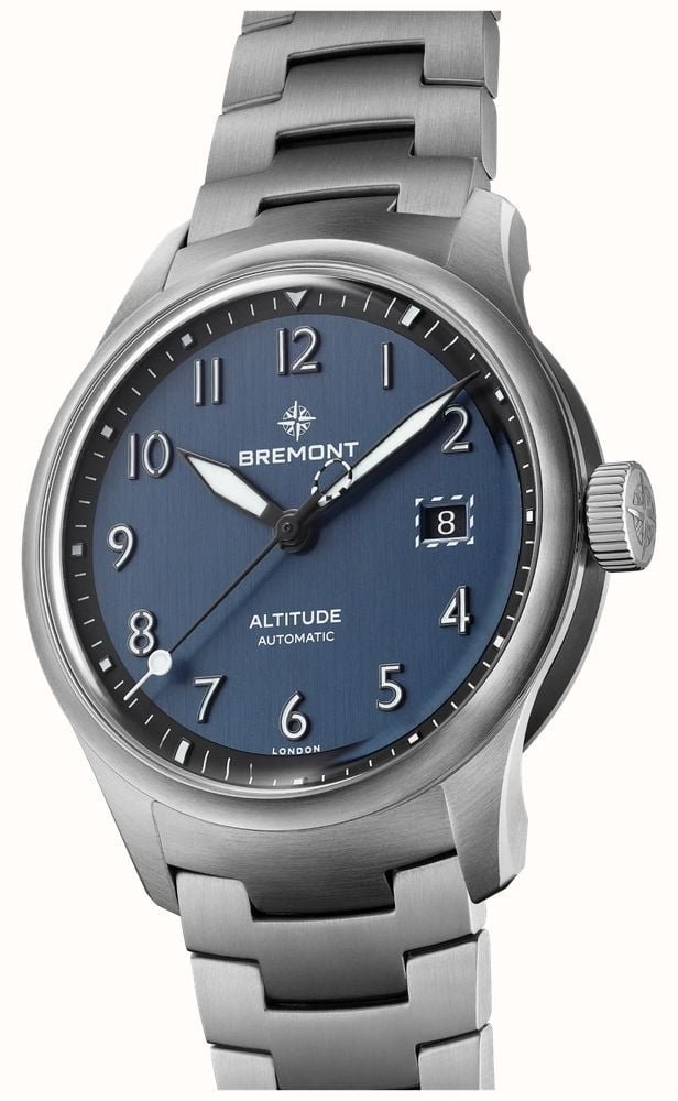 Bremont Altitude Date Automatic (39mm) Brushed Blue Galvanic Metal Dial / Stainless Steel Bracelet ALT39-DT-SS-BL-B - alternate view 2