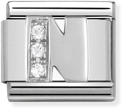 Nomination Classic Letter N Sterling Silver & Steel Cubic Zirconia Charm 330301/14