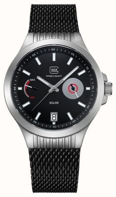 GLOCK Precision Cartridge Solar (42mm) Black Dial / Black PVD Stainless Steel Mesh Strap GW-19-2-22