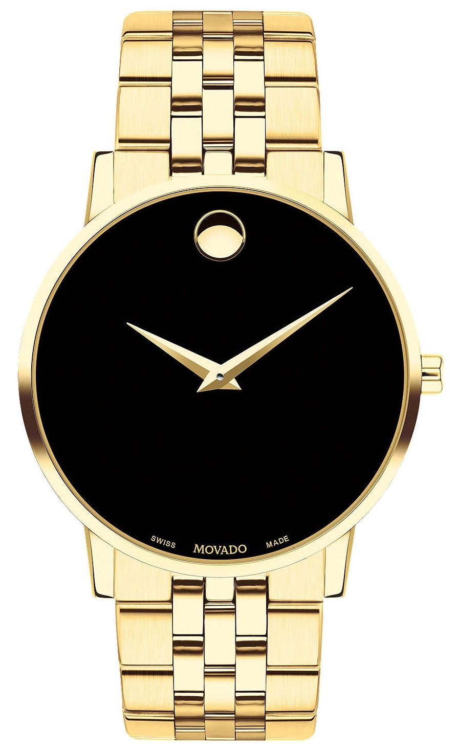 Movado 0607203 Men's Museum Gold Plated Bracelet/Case Black Watch