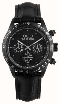 Out Of Order Supervintage Chrono Night Ops (42mm) Black Dial / Black Leather Strap Watch OOO.001-30.PVD