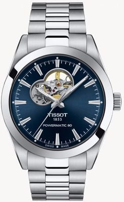 Tissot Gentleman | Powermatic 80 | Blue Dial | Open Heart | Stainless Steel Bracelet T1274071104101