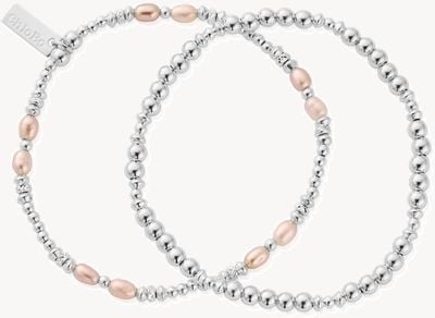 ChloBo Pink Pearl Bracelet Set of 2 - 925 Sterling Silver SBSETPP