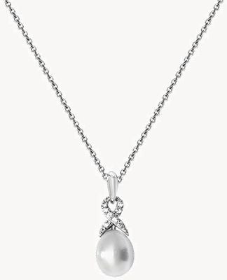 Treasure House Silver Rodium Cz  and synthetic pearl Pendant Only G3346