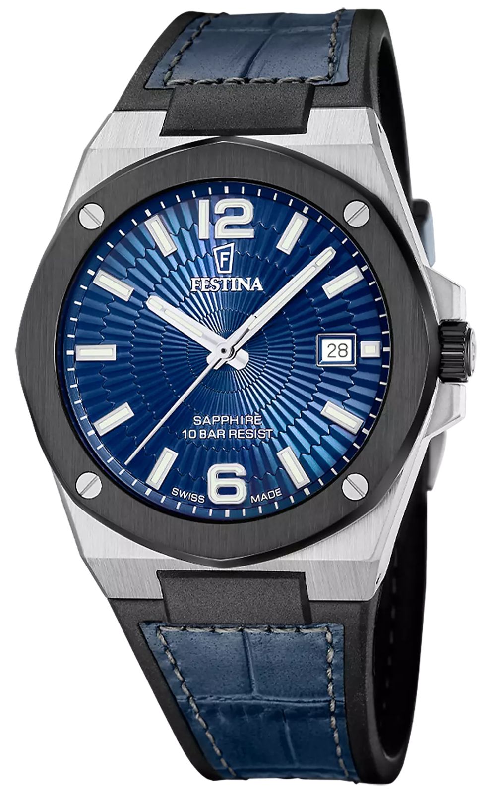 Festina F22001/2 Swiss Made VallÃ©e Quartz (42mm) Blue Dial Watch
