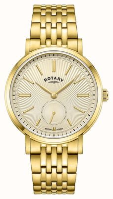 Rotary Dress Small-Seconds Quartz (37mm) Champagne Guilloché Dial / Gold PVD Stainless Steel Bracelet GB05323/03