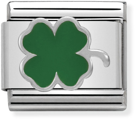Nomination Classic Green Clover Sterling Silver & Steel Enamel Charm 330202/12