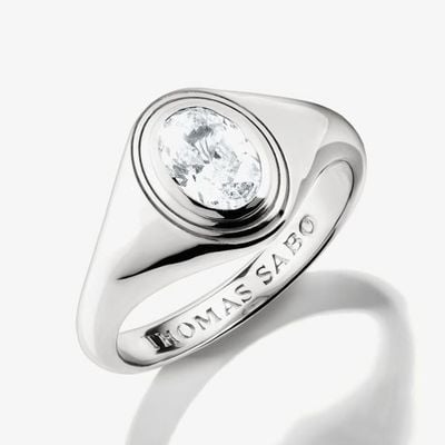 Thomas Sabo Silver Ring With Oval White Zirconia Stone Bold Elegance TR2523-051-14-54