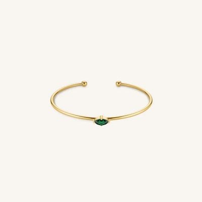 Rosefield Jewellery Emerald Marquise Gold Plated Bangle JBEMG-J1242