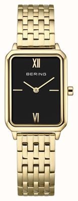 Bering Classic Quartz (23mm) Black Dial / Gold PVD Stainless Steel Bracelet Watch 17423-732