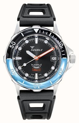 Squale Corallo NOS 2008 Limited Edition (36.8mm) Black Dial / Black Vintage Perforated Rubber Strap CORALBICBK.RBK