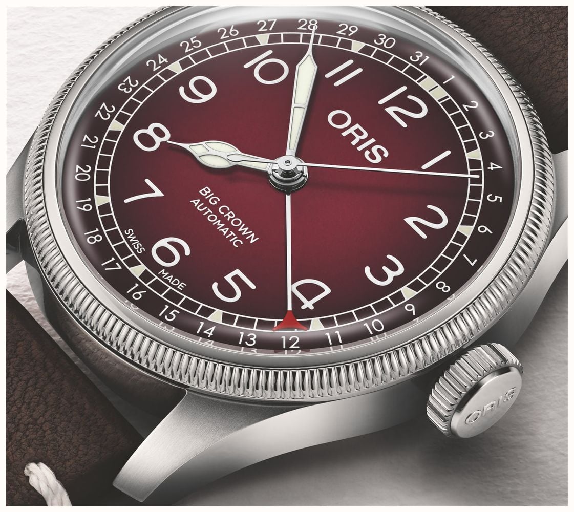 ORIS x Cervo Volante Big Crown Pointer Date Automatic (40mm) Burgundy Dial / Dark Brown Leather Strap Watch 01 754 7785 4038-SET - alternate view 4