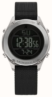 RZE UTD-8000 Multi-Function 'Boldly Brushed' (42mm) Negative Display / Black Elastic Nylon Strap Watch UTD-8000-BB RZE UTD-8000 Multi-Function 'Boldly Brushed' (42mm) Negative Display / Black Elastic Nylon Strap Watch UTD-8000-BB