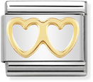 Nomination Classic Double Heart 18ct Gold & Steel Charm 030116/03